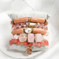 New Boho Thick Acrylic Pipe Jewelry Elastic Natural Stone Crystal Glass Shell Bracelet Drop Flower Pendant Stack Bracelets Sets
