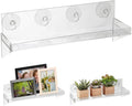 Acrylic Window Shelf Ledge Indoor Display Rack with Suction Cup Holder for Plants Succulents Flowers Herbs for Window Planter