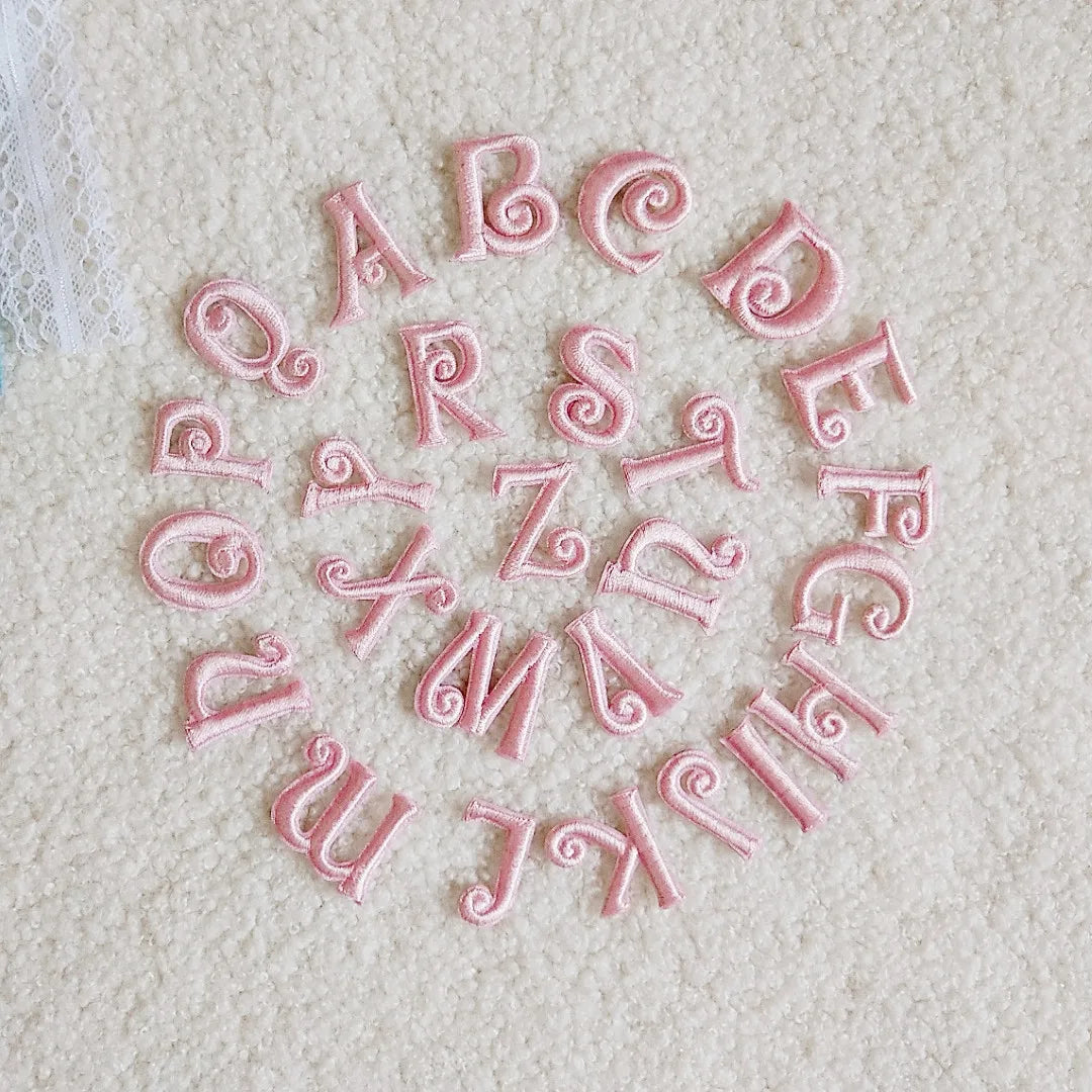 2.5cm  Iron on /self Sticker  Cute pink Blue Mini Alphabet  Letter  Patch for Girls Woman