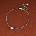 Abiding Shield New Plating Tech White Yellow Gold Plated 925 Sterling Silver Heart Pendant Adjustable Ladies Silver Bracelet