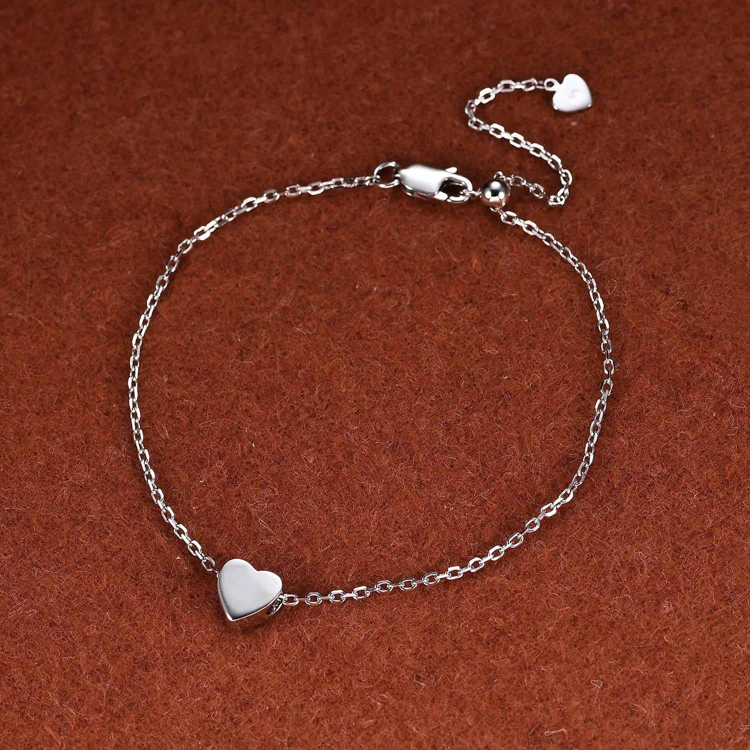 Abiding Shield New Plating Tech White Yellow Gold Plated 925 Sterling Silver Heart Pendant Adjustable Ladies Silver Bracelet