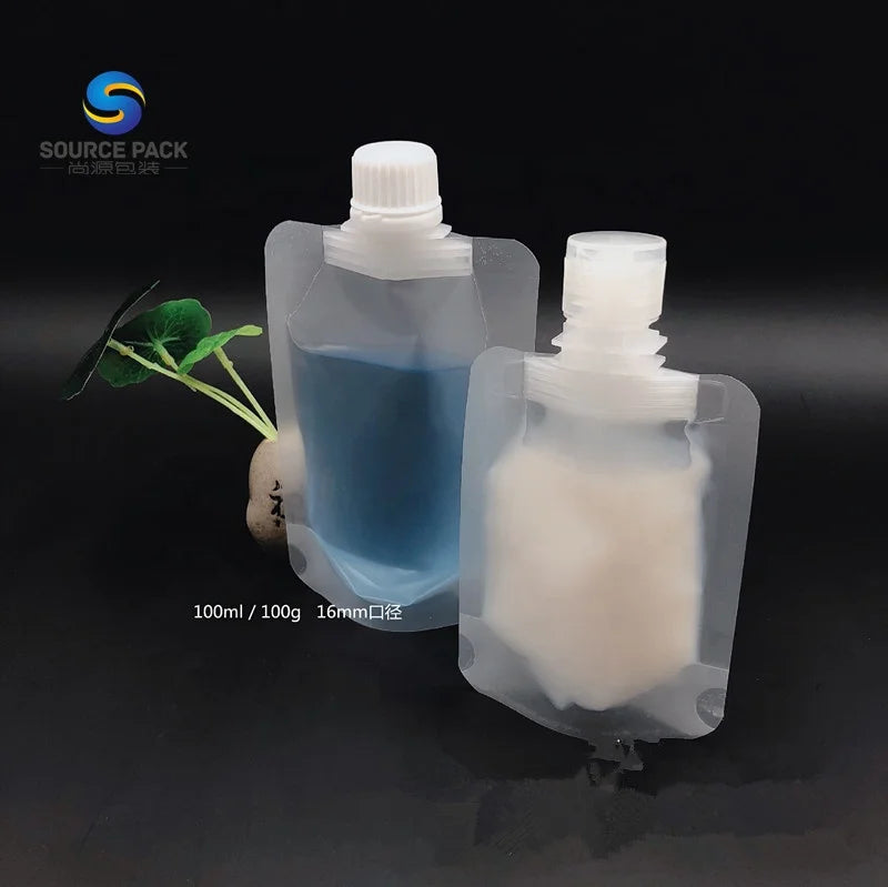Refillable 60ml Clear Plastic Spout Pouch With Flip Lid in Stock