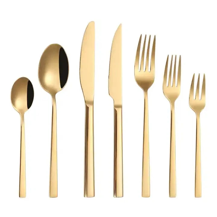 Wedding Mirror Golden Cutlery Sets Luxury High Quality Stainless Steel Fork and Knife Set
