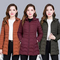 XL-6XL Winter Women's Coats Short Slim Solid Color Jackets Warm Zipper Hooded Coats