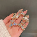 Luxury Crystal Rabbit Bear Star Hair Accessories Small Metal Hair Clips for Women Rhinestone Cute Little Hair Claws