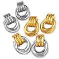 Women's Fashion Circle Earings Two Tone 18K Stainless Steel Plated Jewelry Drop Stud Earrings
