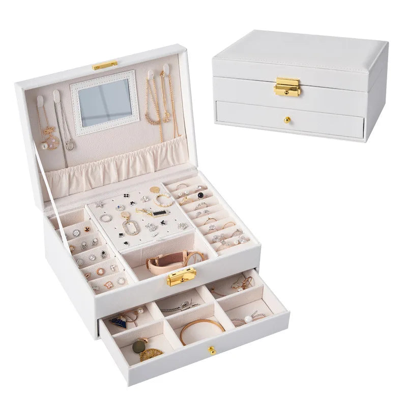 Tongxing Elegant Rectangle Jewelry Organizer Box PU Leather Jewelry Case for Elegant Picture Storage for Your Daily Organizing