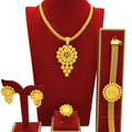 Fashion Chunky Ethiopian Traditional Wedding Bride Habesha 24k Gold Plated Jewelry Statement Necklace Bracelet Earring Pack