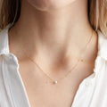 Emanco Fashion Stainless Steel Gold Plated Link Chain Pendant Pearl Necklace Women's Statement Jewelry for Girlfriend Gift