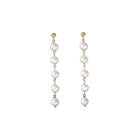 S925 Silver Needle Copper Gold Plated Freshwater Pearl Earrings Long Chain Classic Style Natural Freshwater Pearl Jewelry