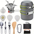 Kongbo 15pcs Camping Cookware Mess Kit Non-Stick Lightweight Pots Set Portable Outdoor Cookware for Camping Backpacking