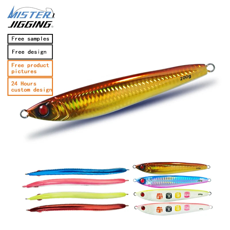 MISTER JIGGING Metal 200g S Shape Fish Lure Slow Pitch Jig Lure Metal Jig Fishing Lure Bait