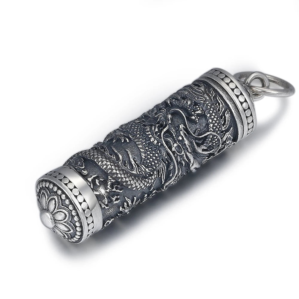 Real Pure 925 Sterling Silver Dragon Pendant Male Openable Locket Box Personalized Retro Punk Jewelry Plata De Ley 925
