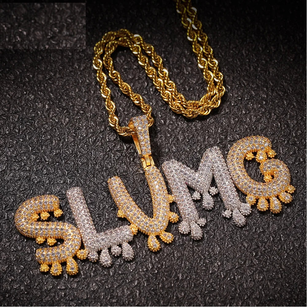 Hip Hop Iced Out Name Necklace Letter Shape Unique Customizable Name Pendent Necklace Design