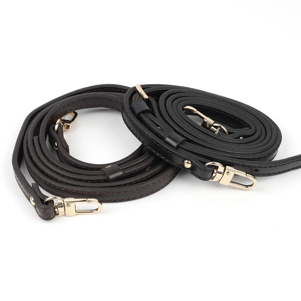 Adjustable Top Grain Leather Bag Strap 1cm Width 105-127cm Length with Golden Buckle  Luxury Replacement Crossbody Handbag Strap