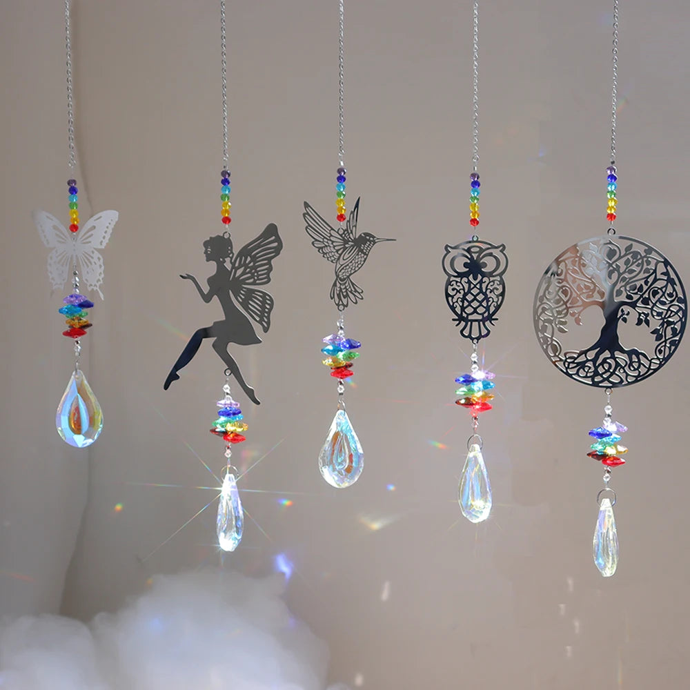 Crystal Suncatchers Fairies Butterflies Birds Owls Trees Window Hanging Drench Your Space Inrainbow Energy