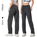 OEM Custom Ladies Sportswear Fitness Casual Solid Color Drawstring Straight Casual Pants Women Outdoor Loose Pants With Pockets