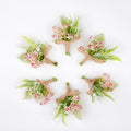 Wrist Corsage Wedding Boutonniere White Pink Green Plant Forest Style Wedding Corsages