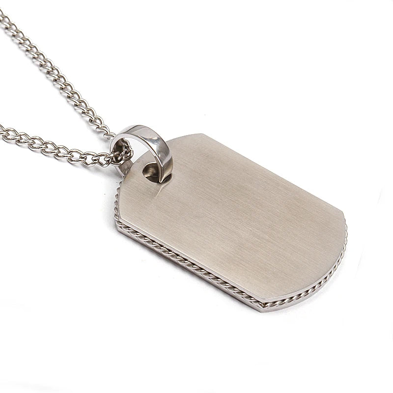 316L Stainless Steel Engravable Pendant Necklace Blank with Wire Inlay Channel for DIY Jewelry Making