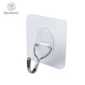 Stainless Steel Coat Hook Transparent Oval Self-Adhesive Wall Mount Hook with Removable Towel Hanger