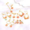 Wholesale Women Lady Chinese Style Elegant Copper Real Gold Plated Oil Dripping pink Flower Earrings Enamel Flower Earrings