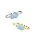 Daidan Opal Rings 925 Sterling Silver Rings Jewelry Women Gold Plated Luxury Rectangle Opals Rings