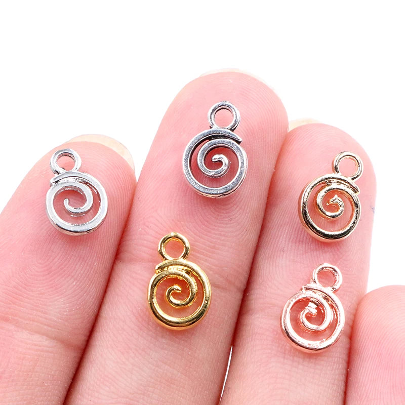 30pcs/lot 11x8mm Antique Silver Plated KC Gold Colors Rhodium Swirl Handmade Charms Pendant:DIY for Bracelet Necklace