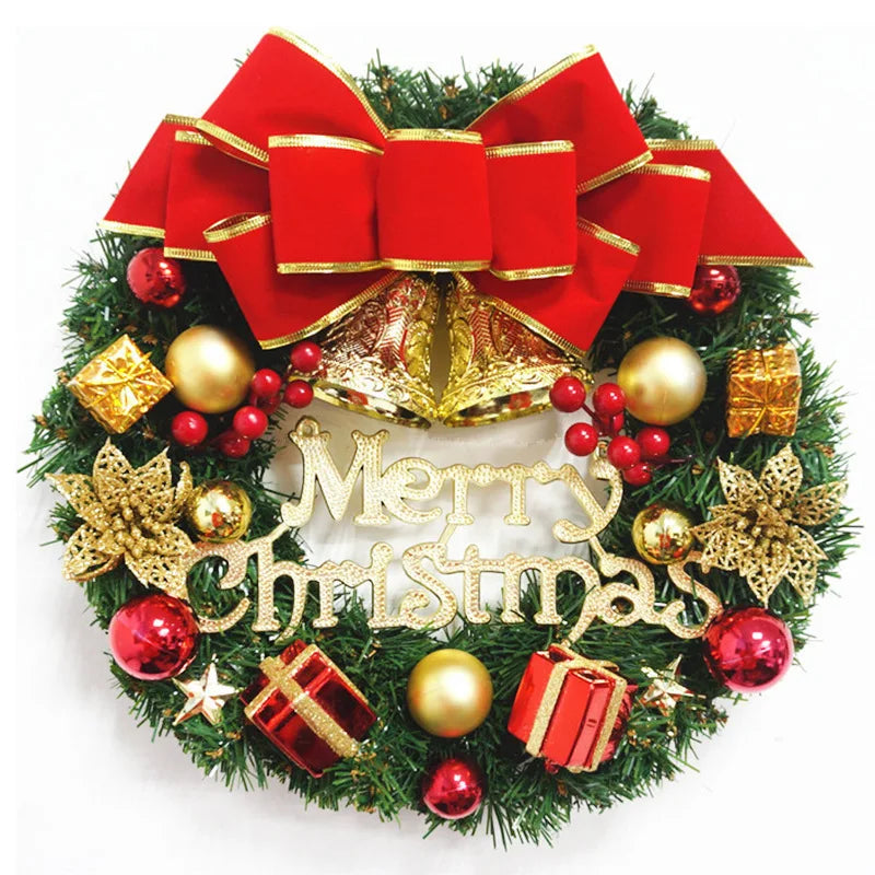 30cm/40cm/50cm/60cm  Christmas Round Red Bow Artificial Flower Santa Claus  Flowers Garland Wreath