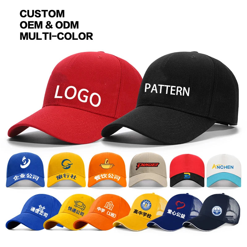 OEM Custom Embroidery Logo Promotional 6 Panel Baseball Cap Trucker Dad Hat 100% Cotton Polo Style Plain Blank Adjustable Size