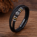 Personalized Customized Handmade Braided Genuine Leather Bracelet Men's Stainless Steel Leather Bracelet
