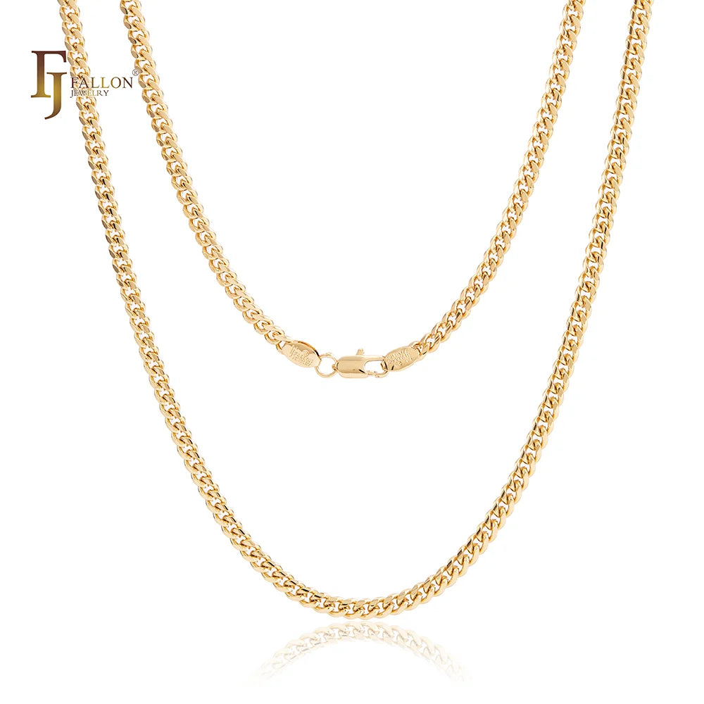 FJ Fallon Jewelry Wholesale Brass 14K Gold Plated Figaro Chain Necklace for Women Sleek Classic Daily Style Factory Supplier