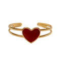 BM Women's Fashion Waterproof Stainless Steel Bangle Red Heart Gold Design
