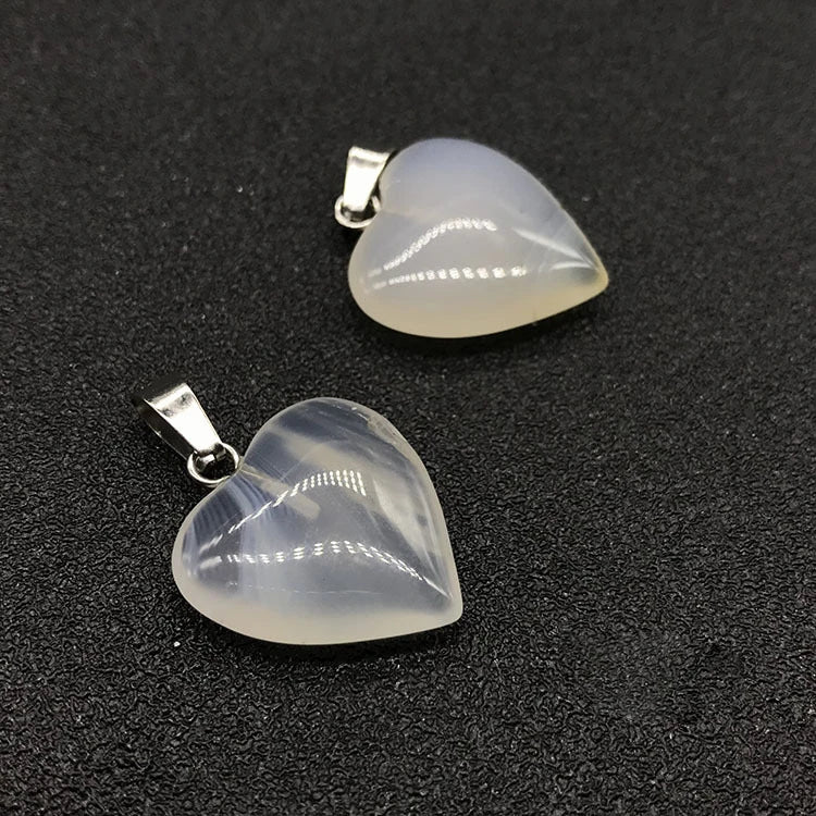 Huiying Stone heart meaning small white agate quartz hearts precious pendant Jewelry