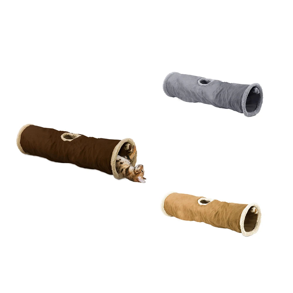 AFP  Best-selling Find Me Cat 120cm Brown/Grey/Tan Lamb Plush Tunnel