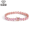 Unique Design 18k Gold Silver Plated 7mm Heart Iced Out Cubic ZIrconia CZ Diamond Tennis Bracelet for Women