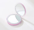 Factory Directly Custom Logo Small Round Shape LED Chrome Finish Foldable Pocket Style Makeup Mirror for Women Girl Daily Use