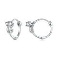 925 Sterling Silver Cute Cat Hoop Earrings Hollowed Lovely Pet Animals Stud Ear for Women & Girls Party Fine Jewelry  SCE1870