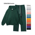 Men Double Zip up Hoodie Custom 350gsm Freece Rhinestone Sweatpants 2 PCS Set Man Fashion Streetwear Sets Plus Size Tracksuit