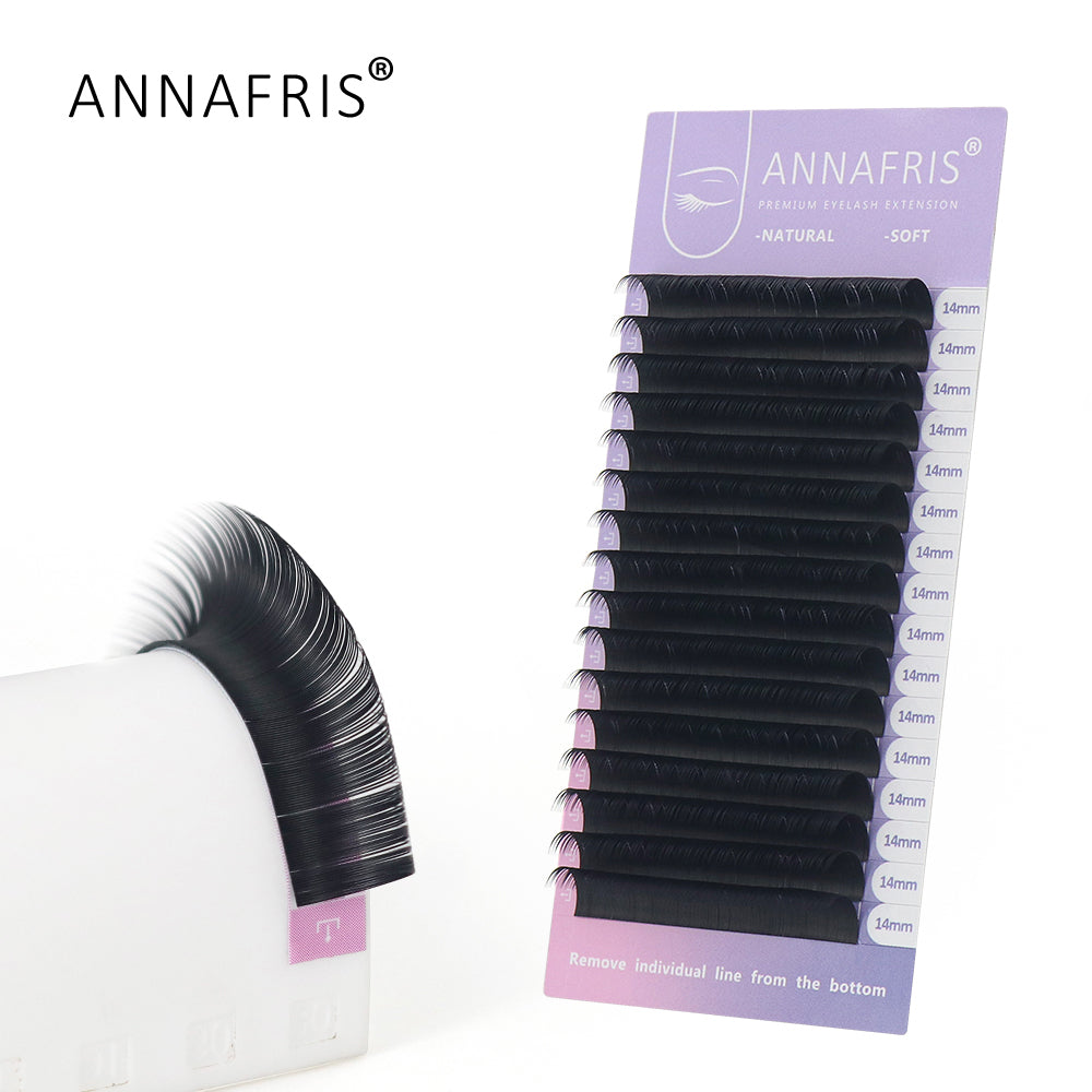 ANNAFRIS Handmade 0.05mm Natural Long C D Curl Eyelash Extensions Chinese Supplier's Synthetic Fiber Matte Volume Easy Fan