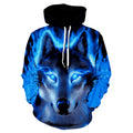 Men's 3D Star Wolf Digital Printed Hooded Sweater Large Size Autumn Couples Sweater Plain Dyed Technique