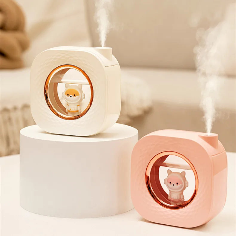 New Arrival Adorable Cartoon Ultrasonic Air Humidifier 1200mAh Rechargeable Portable Cool Mist Warm Night Light Car Use Low