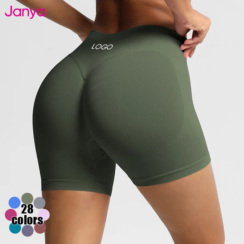 Jany Women's Quick Dry High Waist Gym Yoga Shorts Solid Color Scrunch Butt Lift Workout Fitness Leggings for Adults