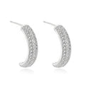925 sterling silver fine three rows diamond zircon women simple fashion circle round stud earrings