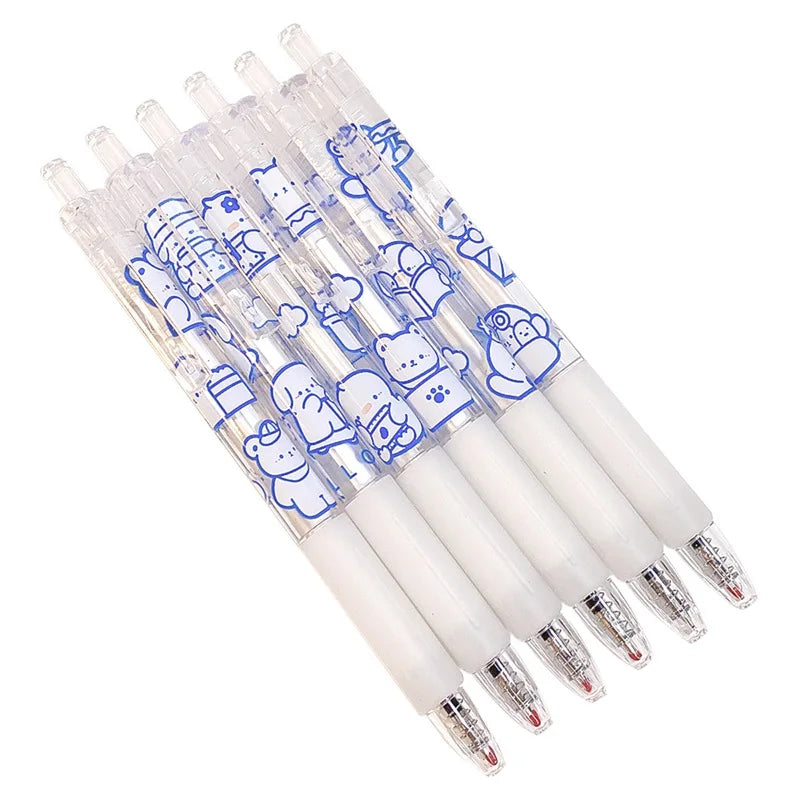 Blue Rubber Grip White Click Gel Pen Cartoon Animal Click Gel Pen Writing Smoothly Cream Rabbit Lovely Fun Retractable Clear Pen