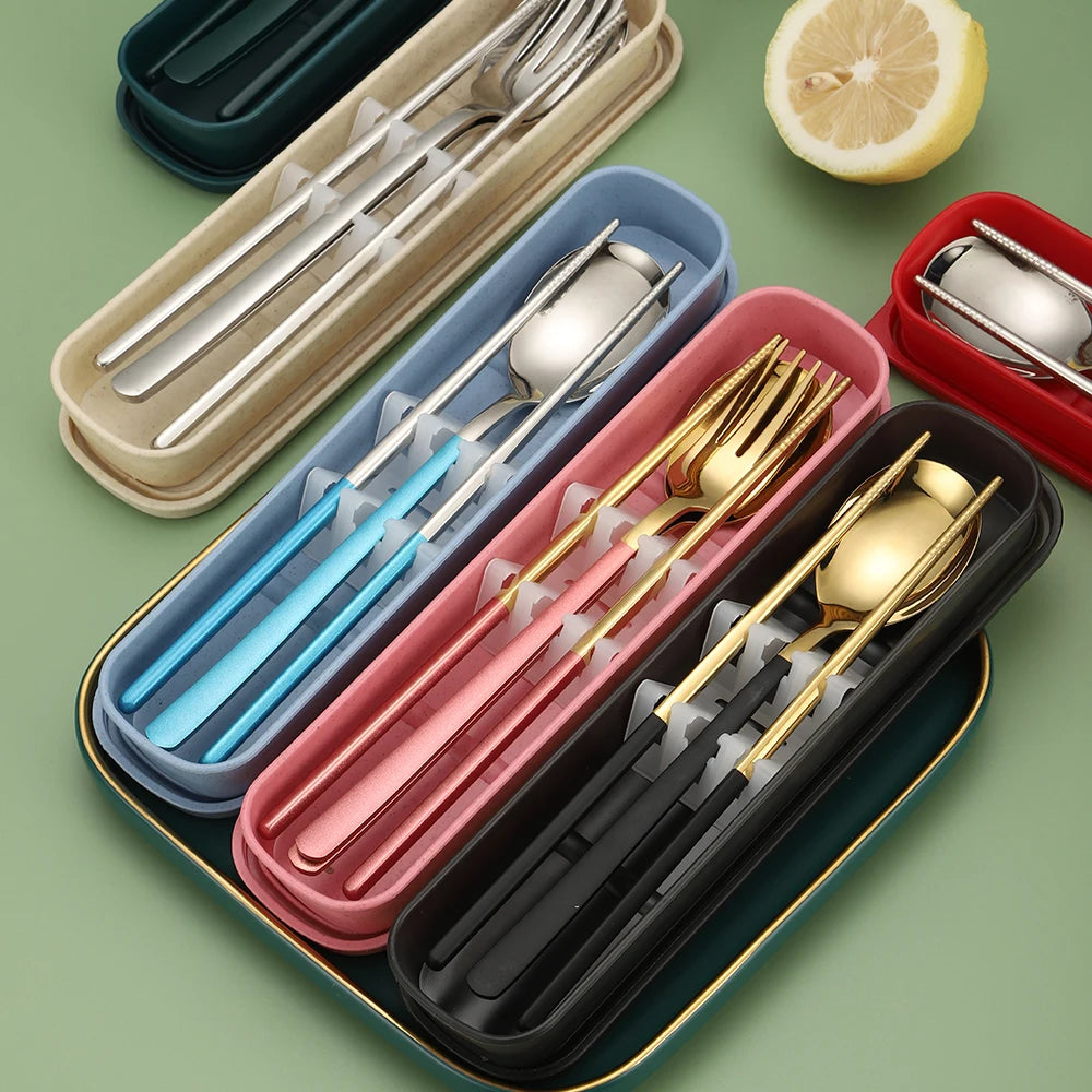 304 Wholesale Silverware Stainless Steel Flatware Set Portable Cutlery Set with Case