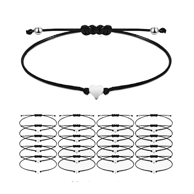 AA00010 Colorful Heart Bracelet for Women Girl Rope Bracelet Handmade Braid Adjustable Bracelet Love Friendship Jewelry Gift