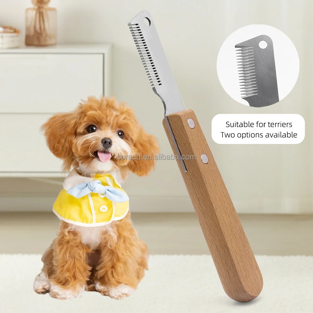 Special Grooming Tool Comb for Schnauzer Bull Terrier Racing Dogs Classical Style Wooden Handle Pet Grooming Brush