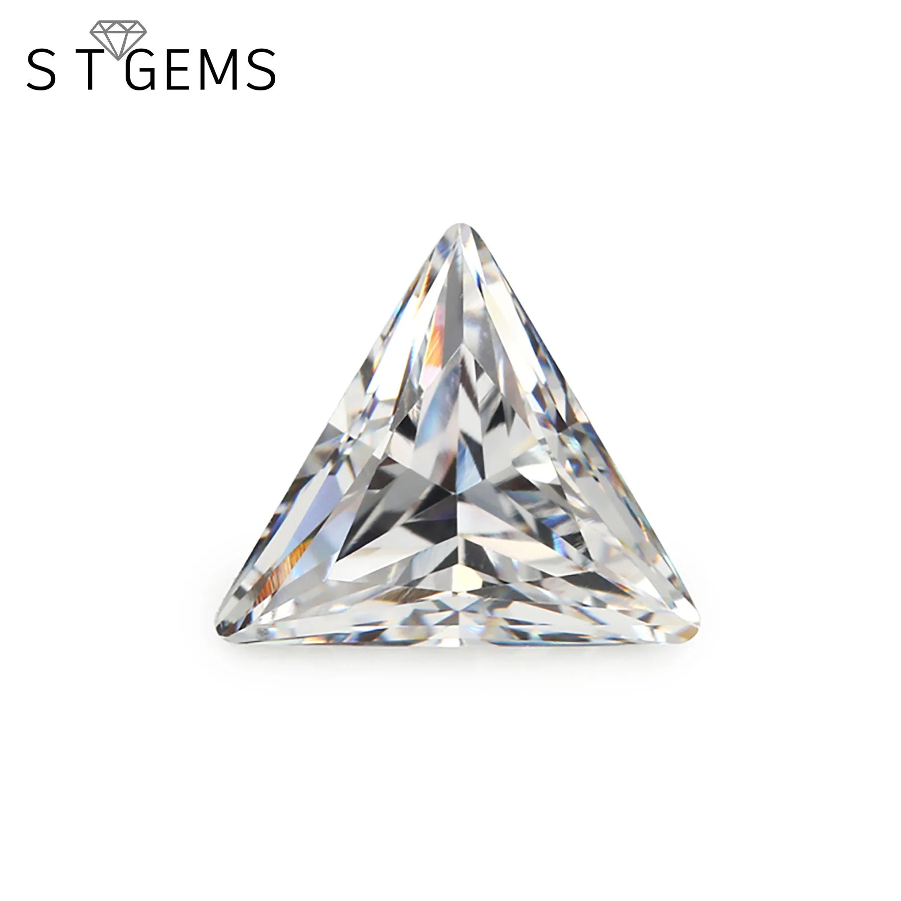 Ready to Ship 200 Pcs Loose Gemstones White Triangle Shape Synthetic Cubic Zirconia for Jewelry