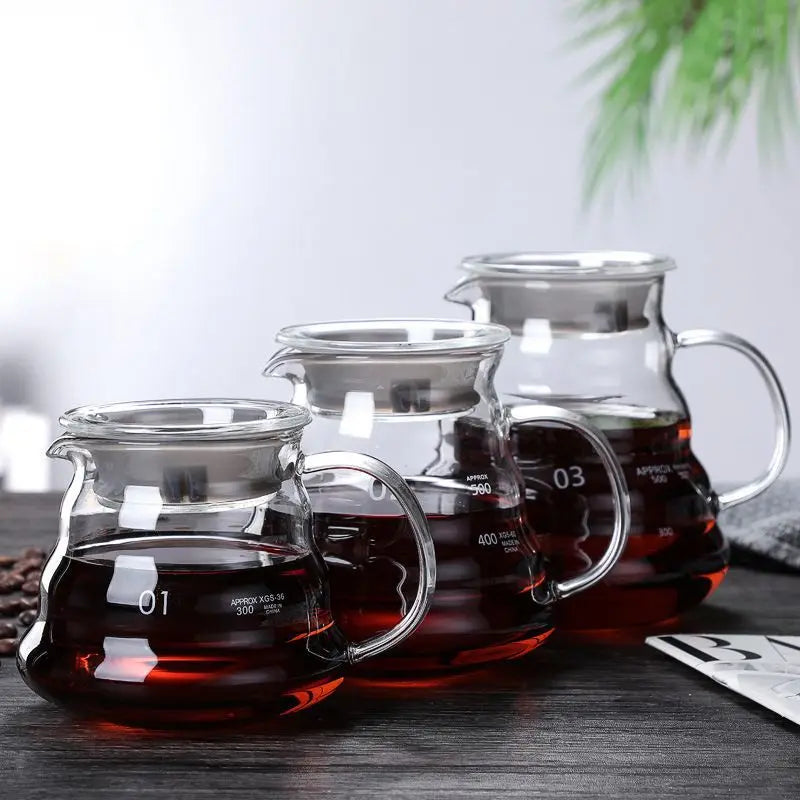 360ml 600ml 700ml Clear Glass Coffee Server Kettle Heat Resistant Glass Hand Drip Coffee Pot Tea Maker Teapot