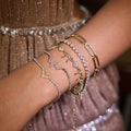 J&D 18K Gold Plate Stainless Steel Bracelet Trendy Sweet Romance Zircon Hollow Heart Ice Out Bracelets